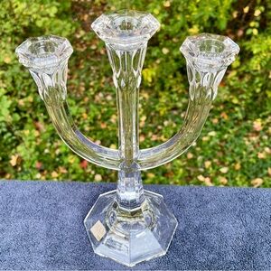 NWOT Mikasa lead crystal three armed candelabra, vintage